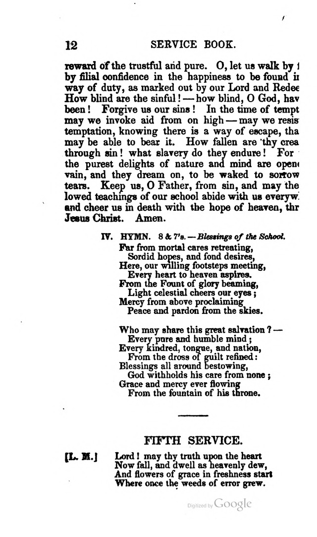 A Service Book: with a selection of tunes and hymns for Sabbath schools (6th ed.) page 12