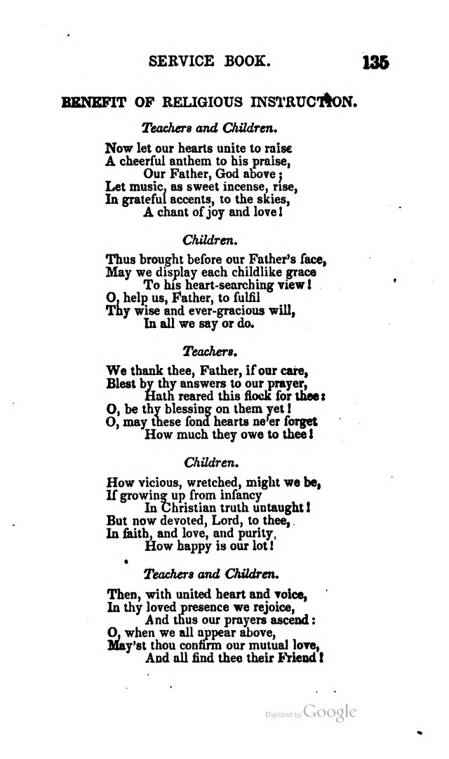 A Service Book: with a selection of tunes and hymns for Sabbath schools (6th ed.) page 135