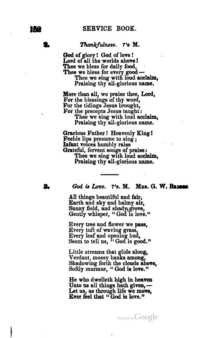 A Service Book: with a selection of tunes and hymns for Sabbath schools (6th ed.) page 152