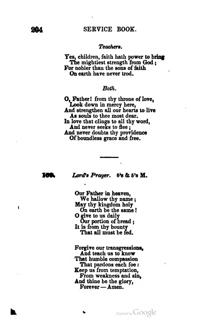 A Service Book: with a selection of tunes and hymns for Sabbath schools (6th ed.) page 204