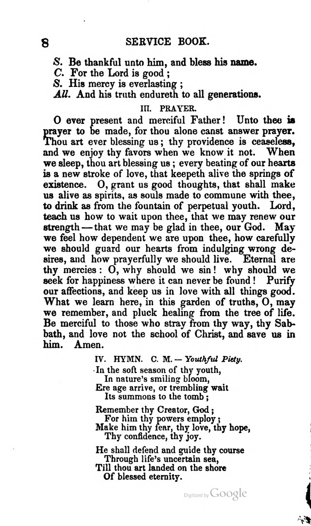 A Service Book: with a selection of tunes and hymns for Sabbath schools (6th ed.) page 8