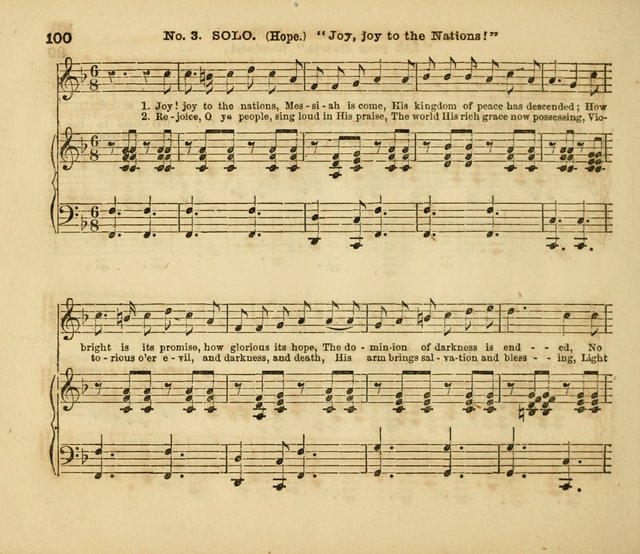 The Silver Chime: a cluster of Sabbath school melodies, tunes, sentences, chants, etc., for the use of children and teachers in their school exercises, devotions, and recreations, to which is added... page 100