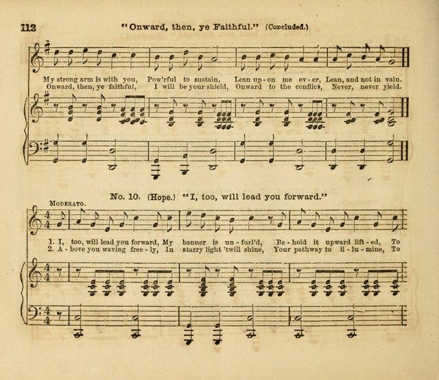 The Silver Chime: a cluster of Sabbath school melodies, tunes, sentences, chants, etc., for the use of children and teachers in their school exercises, devotions, and recreations, to which is added... page 112