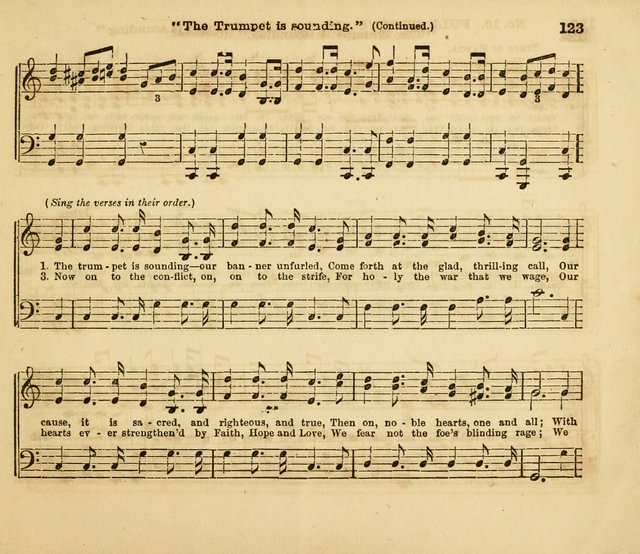 The Silver Chime: a cluster of Sabbath school melodies, tunes, sentences, chants, etc., for the use of children and teachers in their school exercises, devotions, and recreations, to which is added... page 123