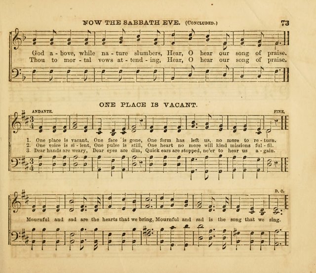 The Silver Chime: a cluster of Sabbath school melodies, tunes, sentences, chants, etc., for the use of children and teachers in their school exercises, devotions, and recreations, to which is added... page 71