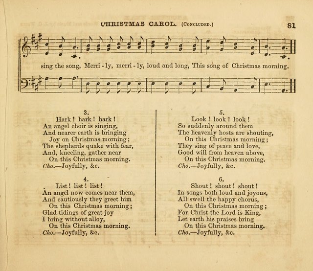 The Silver Chime: a cluster of Sabbath school melodies, tunes, sentences, chants, etc., for the use of children and teachers in their school exercises, devotions, and recreations, to which is added... page 81