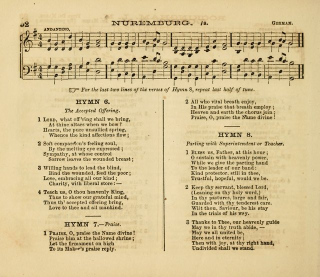 The Silver Chime: a cluster of Sabbath school melodies, tunes, sentences, chants, etc., for the use of children and teachers in their school exercises, devotions, and recreations, to which is added... page 92