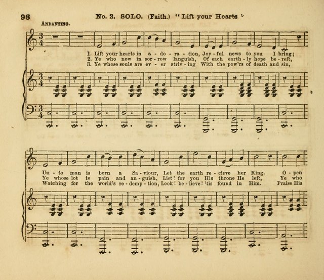 The Silver Chime: a cluster of Sabbath school melodies, tunes, sentences, chants, etc., for the use of children and teachers in their school exercises, devotions, and recreations, to which is added... page 98