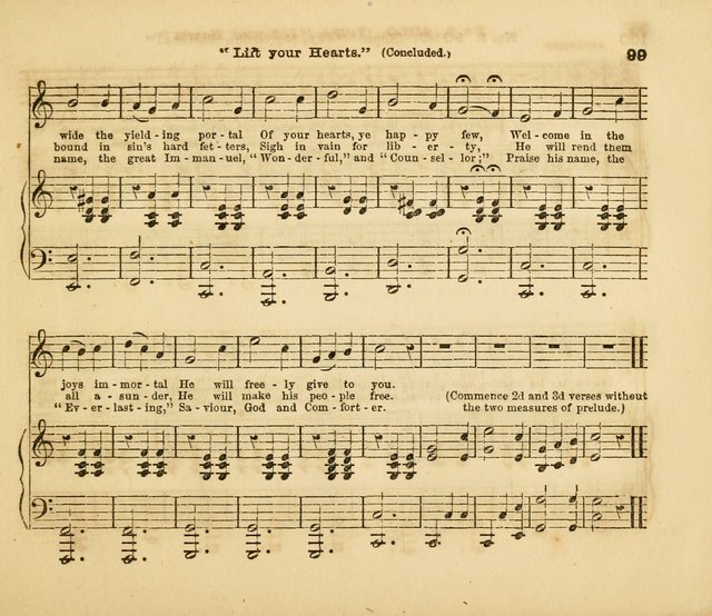 The Silver Chime: a cluster of Sabbath school melodies, tunes, sentences, chants, etc., for the use of children and teachers in their school exercises, devotions, and recreations, to which is added... page 99