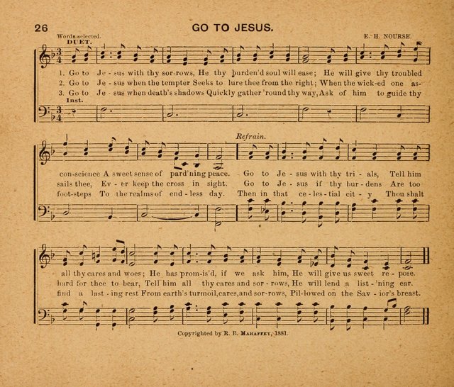 Sabbath Carols: a compilation of original, new, and beautiful music specially adapted for the Sabbath School (also an excellent book for Praise Meetings, Social Gatherings, and the Home Circle) page 26