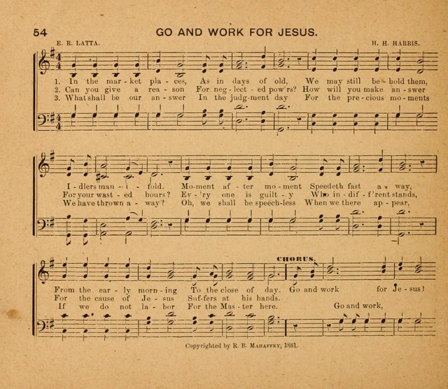 Sabbath Carols: a compilation of original, new, and beautiful music specially adapted for the Sabbath School (also an excellent book for Praise Meetings, Social Gatherings, and the Home Circle) page 54