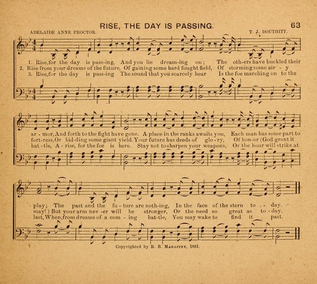 Sabbath Carols: a compilation of original, new, and beautiful music specially adapted for the Sabbath School (also an excellent book for Praise Meetings, Social Gatherings, and the Home Circle) page 63