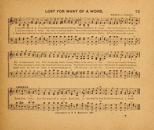 Sabbath Carols: a compilation of original, new, and beautiful music specially adapted for the Sabbath School (also an excellent book for Praise Meetings, Social Gatherings, and the Home Circle) page 73