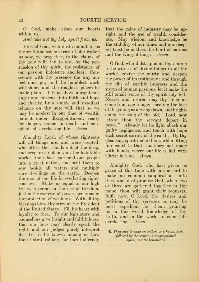 Services for Congregational Worship. The New Hymn and Tune Book page 12