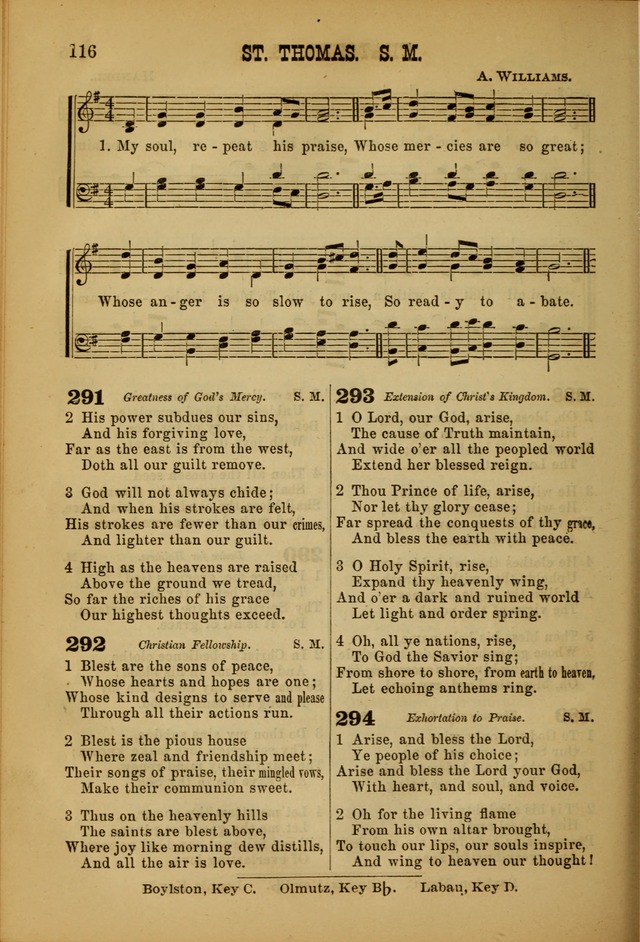 Songs of Devotion for Christian Assocations: a collection of psalms, hymns, spiritual songs, with music for chuch services, prayer and conference meetings, religious conventions, and family worship. page 116