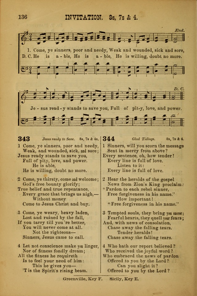 Songs of Devotion for Christian Assocations: a collection of psalms, hymns, spiritual songs, with music for chuch services, prayer and conference meetings, religious conventions, and family worship. page 136