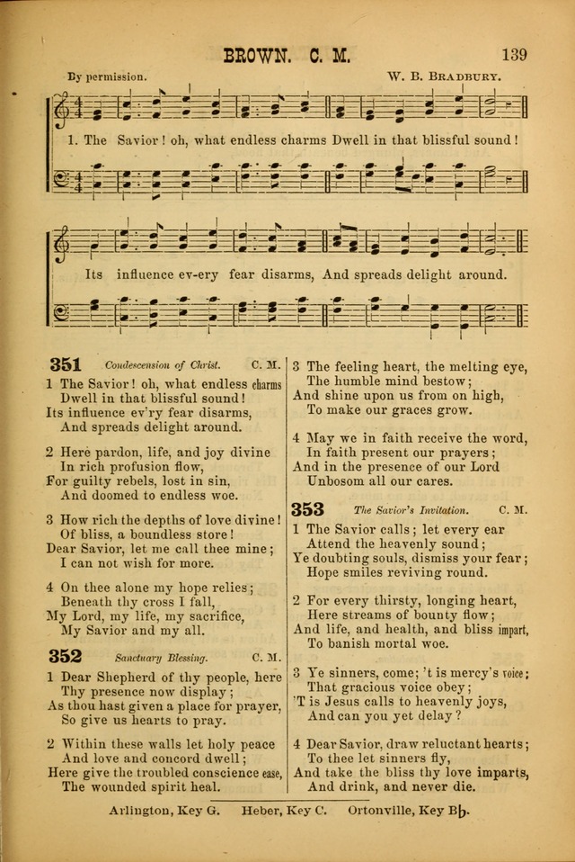 Songs of Devotion for Christian Assocations: a collection of psalms, hymns, spiritual songs, with music for chuch services, prayer and conference meetings, religious conventions, and family worship. page 139