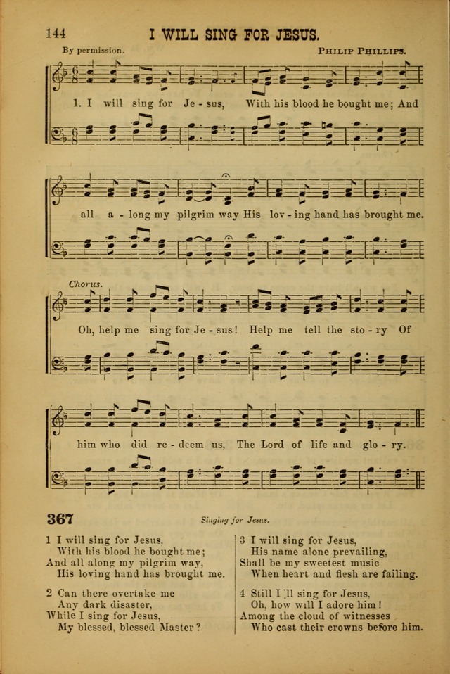 Songs of Devotion for Christian Assocations: a collection of psalms, hymns, spiritual songs, with music for chuch services, prayer and conference meetings, religious conventions, and family worship. page 144