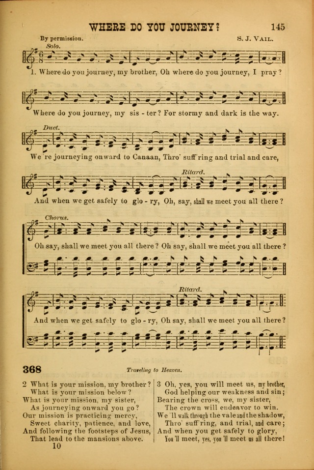 Songs of Devotion for Christian Assocations: a collection of psalms, hymns, spiritual songs, with music for chuch services, prayer and conference meetings, religious conventions, and family worship. page 145