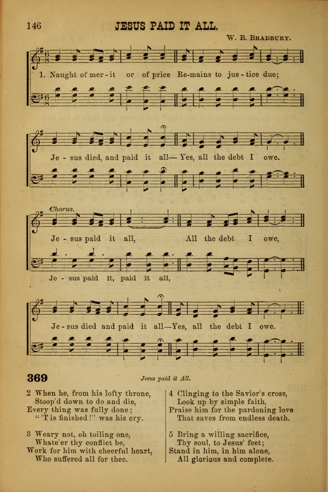 Songs of Devotion for Christian Assocations: a collection of psalms, hymns, spiritual songs, with music for chuch services, prayer and conference meetings, religious conventions, and family worship. page 146