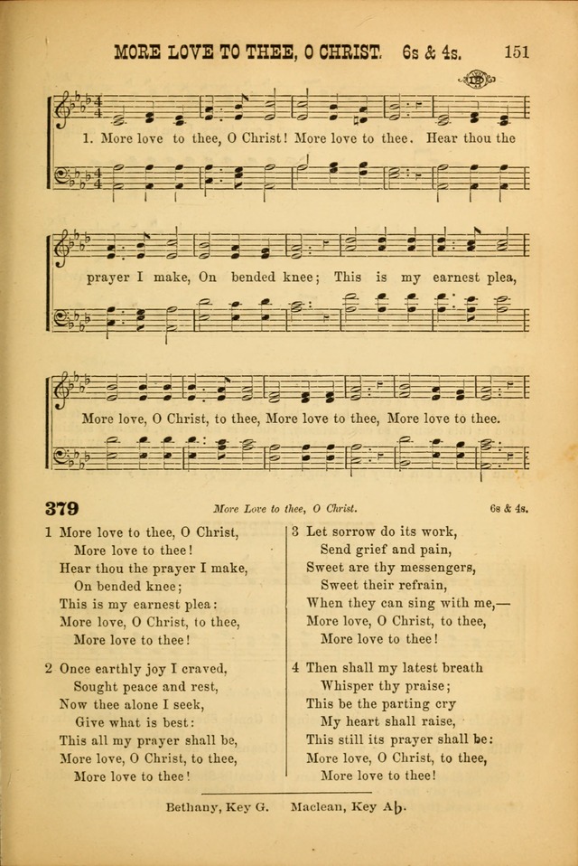 Songs of Devotion for Christian Assocations: a collection of psalms, hymns, spiritual songs, with music for chuch services, prayer and conference meetings, religious conventions, and family worship. page 151