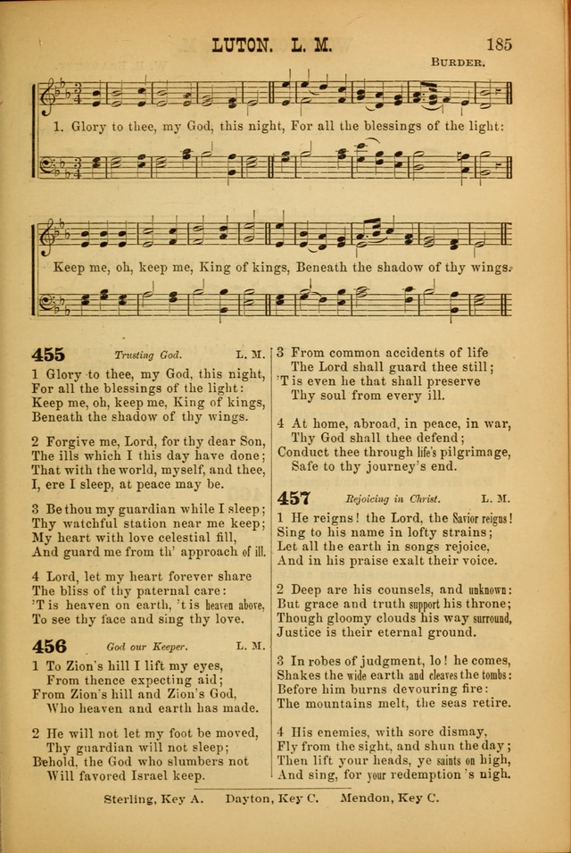 Songs of Devotion for Christian Assocations: a collection of psalms, hymns, spiritual songs, with music for chuch services, prayer and conference meetings, religious conventions, and family worship. page 185