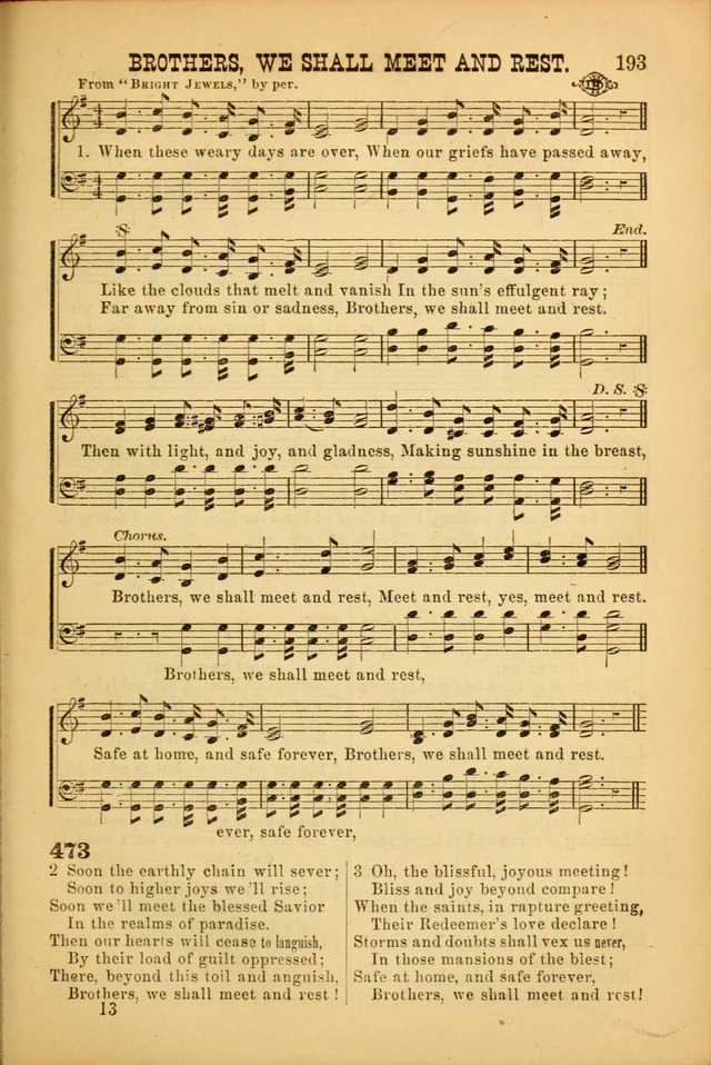 Songs of Devotion for Christian Assocations: a collection of psalms, hymns, spiritual songs, with music for chuch services, prayer and conference meetings, religious conventions, and family worship. page 193