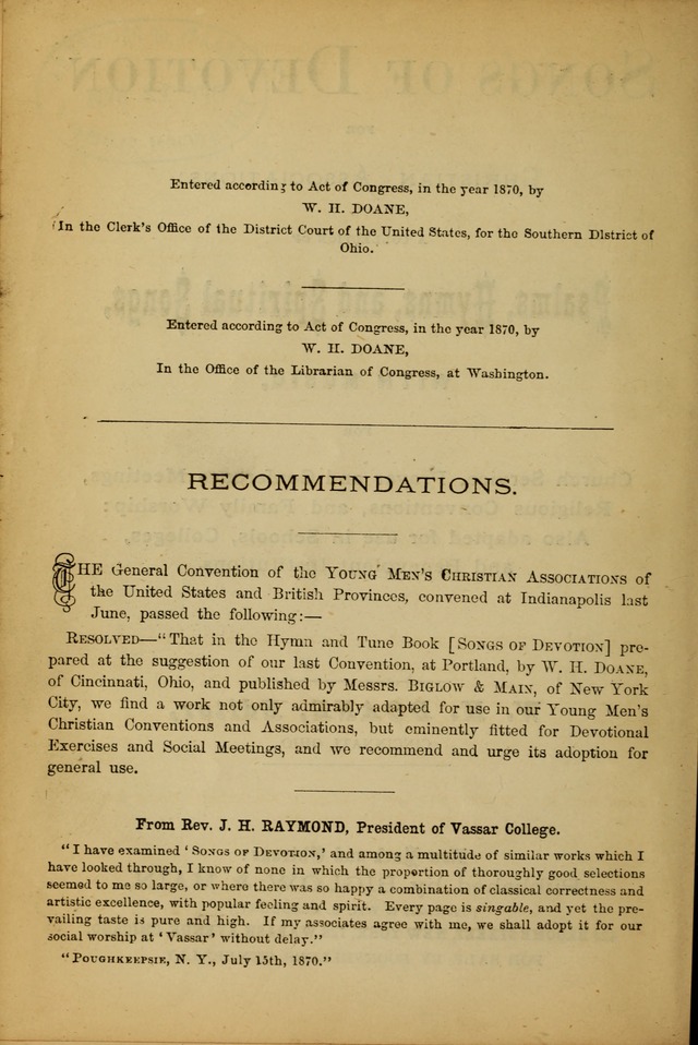 Songs of Devotion for Christian Assocations: a collection of psalms, hymns, spiritual songs, with music for chuch services, prayer and conference meetings, religious conventions, and family worship. page 2