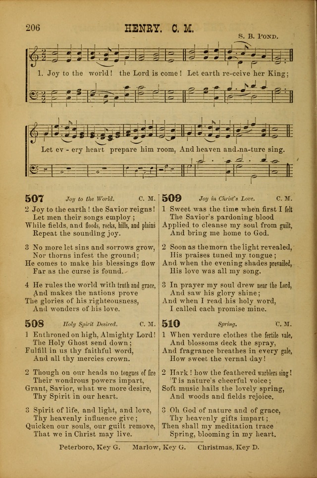 Songs of Devotion for Christian Assocations: a collection of psalms, hymns, spiritual songs, with music for chuch services, prayer and conference meetings, religious conventions, and family worship. page 206