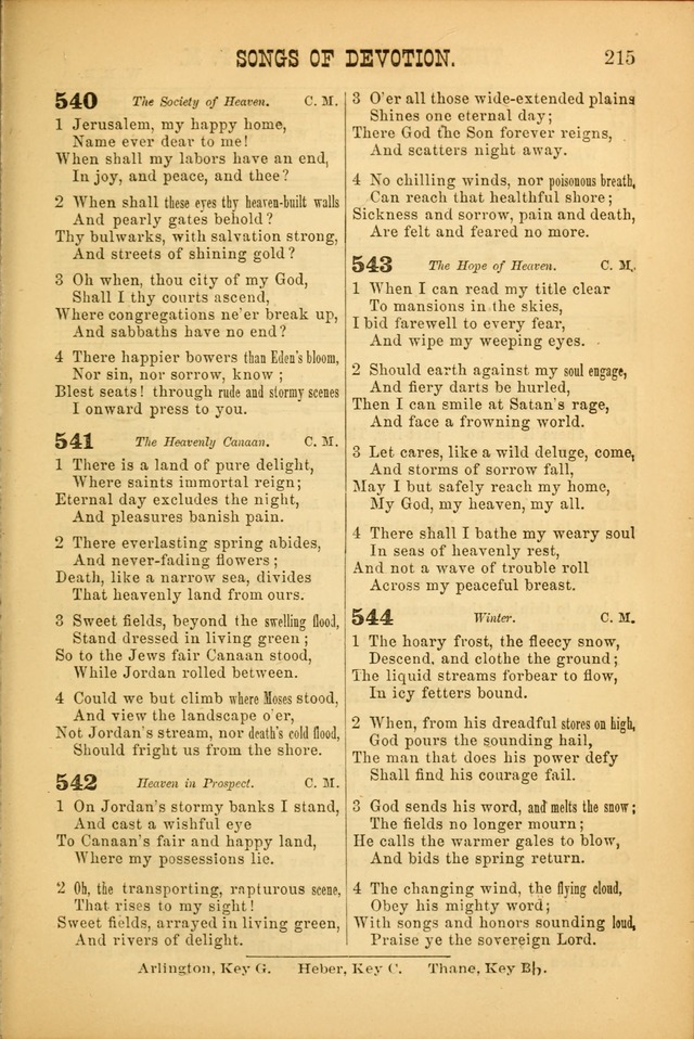 Songs of Devotion for Christian Assocations: a collection of psalms, hymns, spiritual songs, with music for chuch services, prayer and conference meetings, religious conventions, and family worship. page 215