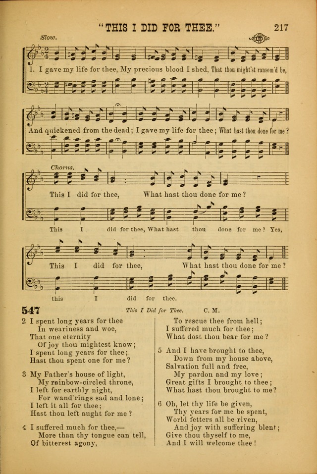 Songs of Devotion for Christian Assocations: a collection of psalms, hymns, spiritual songs, with music for chuch services, prayer and conference meetings, religious conventions, and family worship. page 217