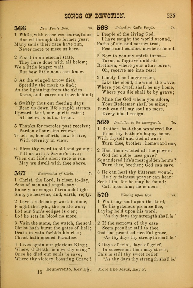 Songs of Devotion for Christian Assocations: a collection of psalms, hymns, spiritual songs, with music for chuch services, prayer and conference meetings, religious conventions, and family worship. page 225