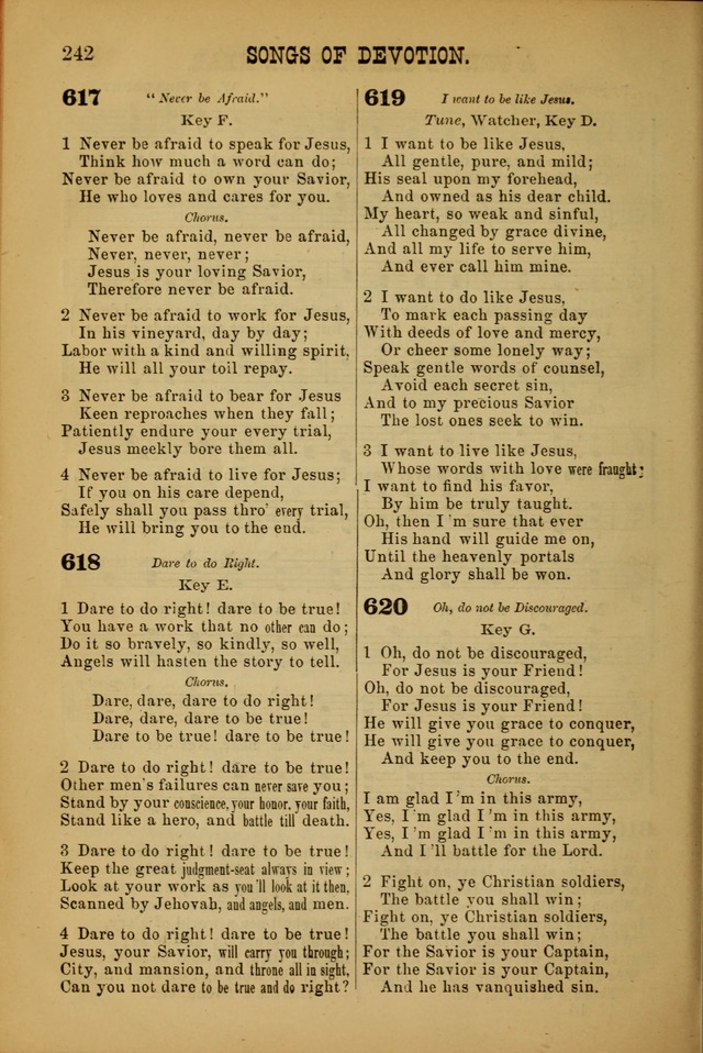 Songs of Devotion for Christian Assocations: a collection of psalms, hymns, spiritual songs, with music for chuch services, prayer and conference meetings, religious conventions, and family worship. page 242