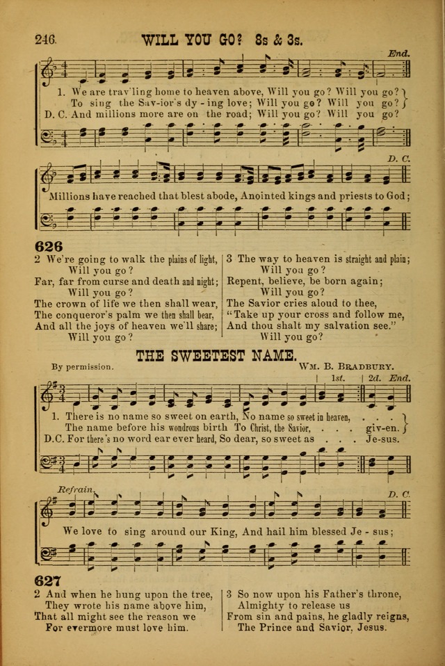 Songs of Devotion for Christian Assocations: a collection of psalms, hymns, spiritual songs, with music for chuch services, prayer and conference meetings, religious conventions, and family worship. page 246