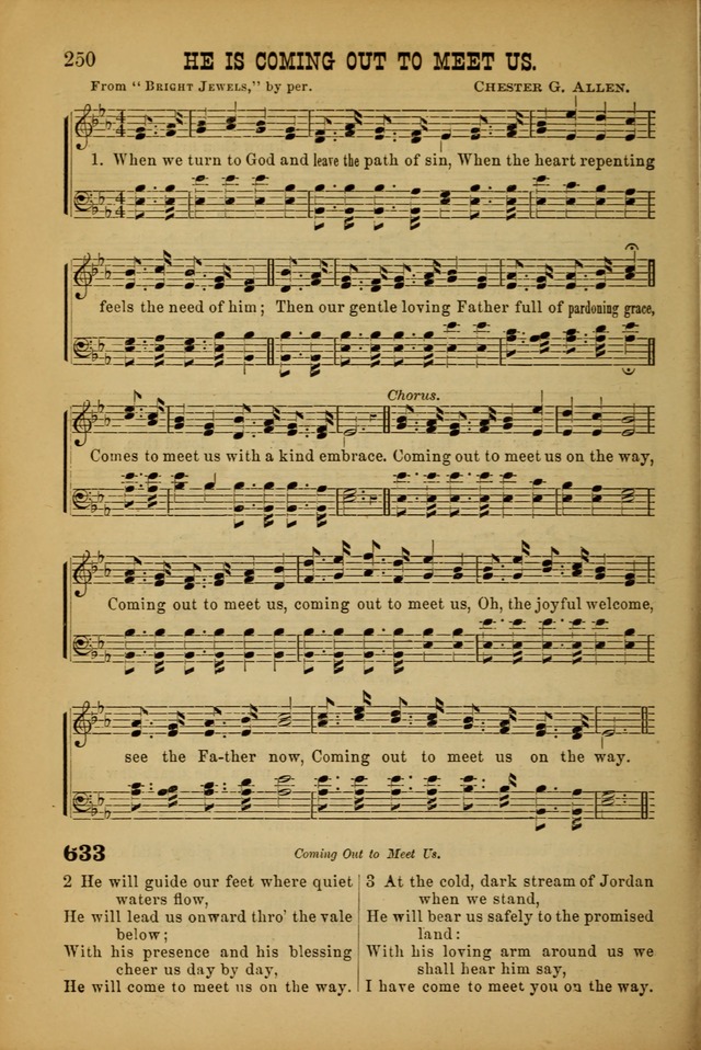 Songs of Devotion for Christian Assocations: a collection of psalms, hymns, spiritual songs, with music for chuch services, prayer and conference meetings, religious conventions, and family worship. page 250