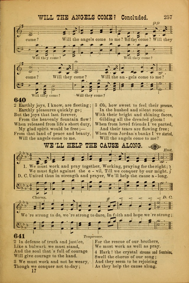 Songs of Devotion for Christian Assocations: a collection of psalms, hymns, spiritual songs, with music for chuch services, prayer and conference meetings, religious conventions, and family worship. page 257