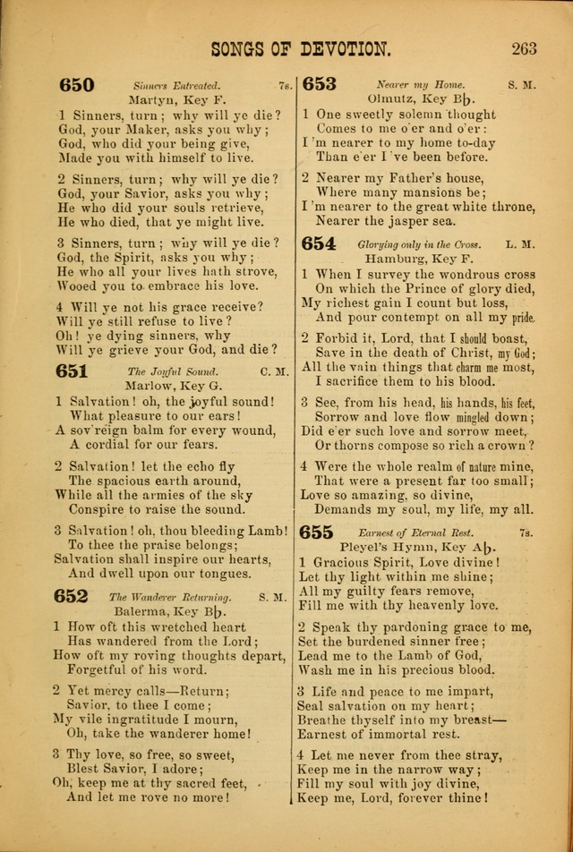 Songs of Devotion for Christian Assocations: a collection of psalms, hymns, spiritual songs, with music for chuch services, prayer and conference meetings, religious conventions, and family worship. page 263