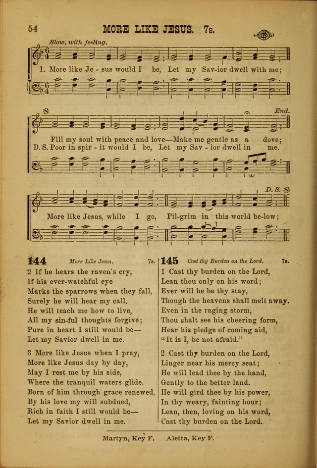 Songs of Devotion for Christian Assocations: a collection of psalms, hymns, spiritual songs, with music for chuch services, prayer and conference meetings, religious conventions, and family worship. page 54