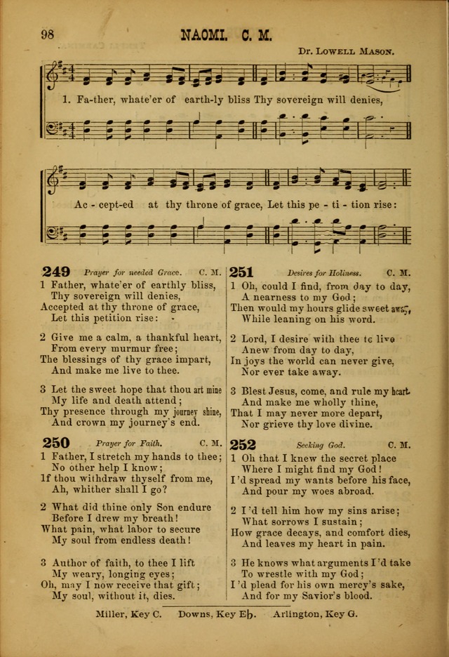 Songs of Devotion for Christian Assocations: a collection of psalms, hymns, spiritual songs, with music for chuch services, prayer and conference meetings, religious conventions, and family worship. page 98