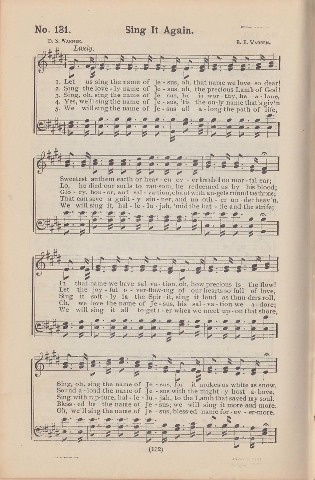 Salvation Echoes: a new collection of spiritual songs; hymning the tidings of full salvation page 132