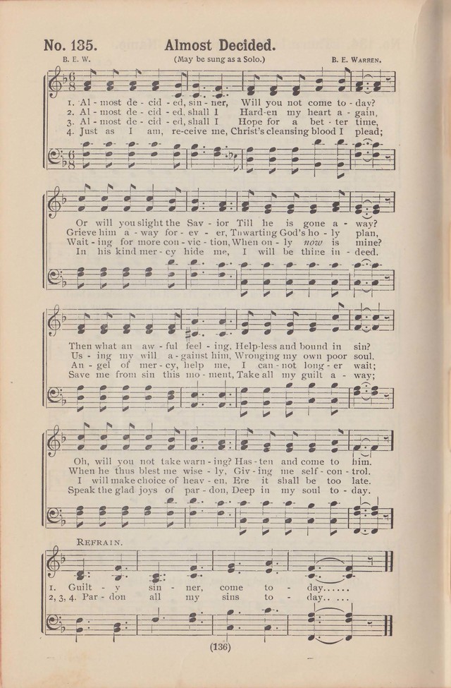 Salvation Echoes: a new collection of spiritual songs; hymning the tidings of full salvation page 136