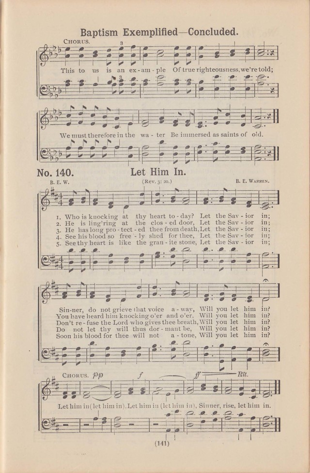 Salvation Echoes: a new collection of spiritual songs; hymning the tidings of full salvation page 141