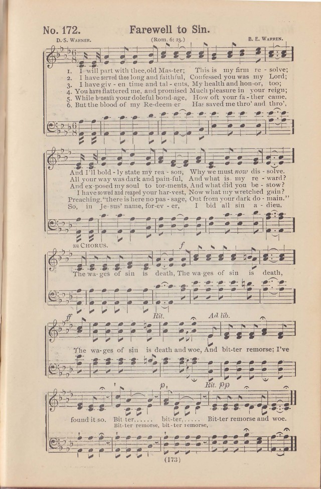 Salvation Echoes: a new collection of spiritual songs; hymning the tidings of full salvation page 173