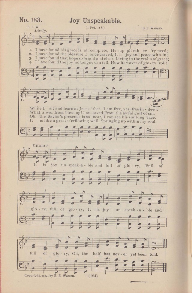 Salvation Echoes: a new collection of spiritual songs; hymning the tidings of full salvation page 184