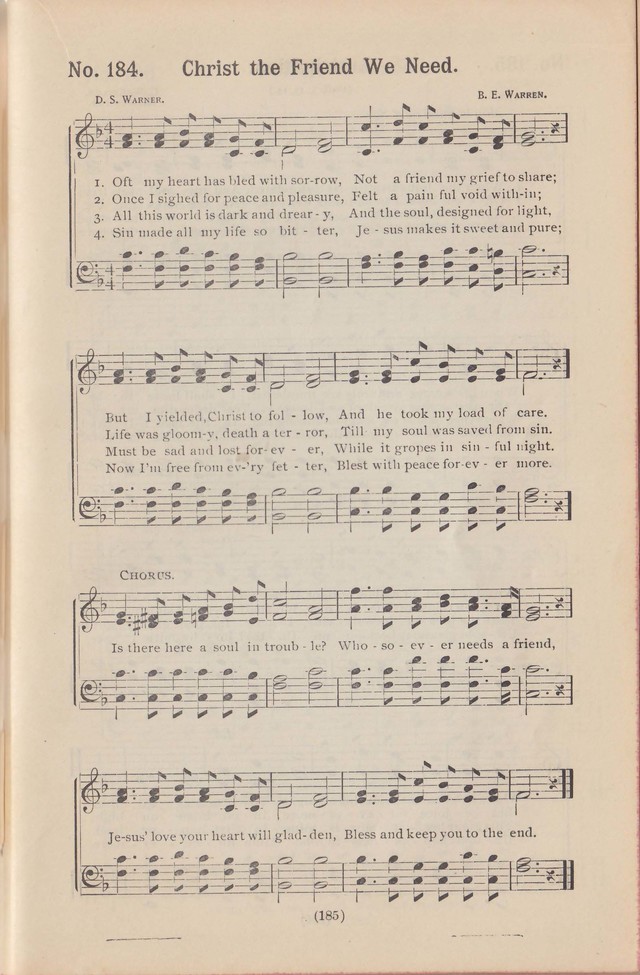 Salvation Echoes: a new collection of spiritual songs; hymning the tidings of full salvation page 185