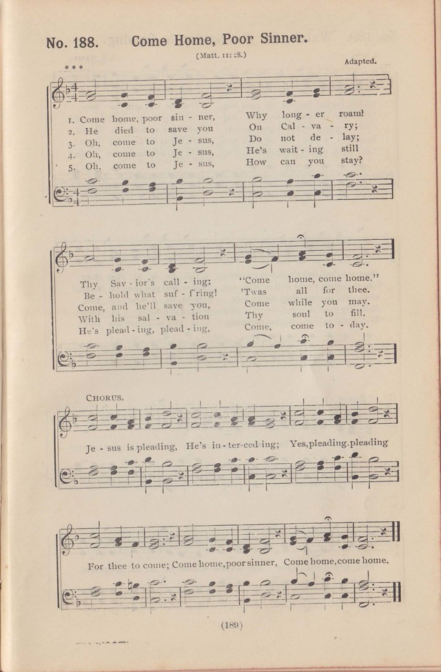 Salvation Echoes: a new collection of spiritual songs; hymning the tidings of full salvation page 189