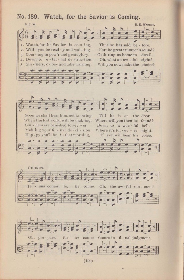 Salvation Echoes: a new collection of spiritual songs; hymning the tidings of full salvation page 190