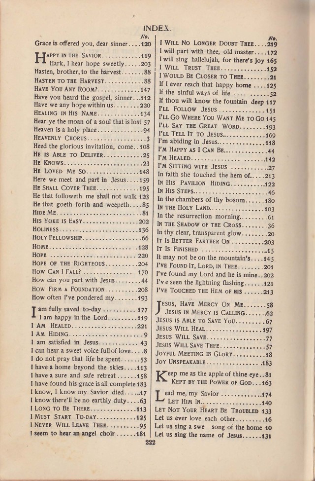 Salvation Echoes: a new collection of spiritual songs; hymning the tidings of full salvation page 222