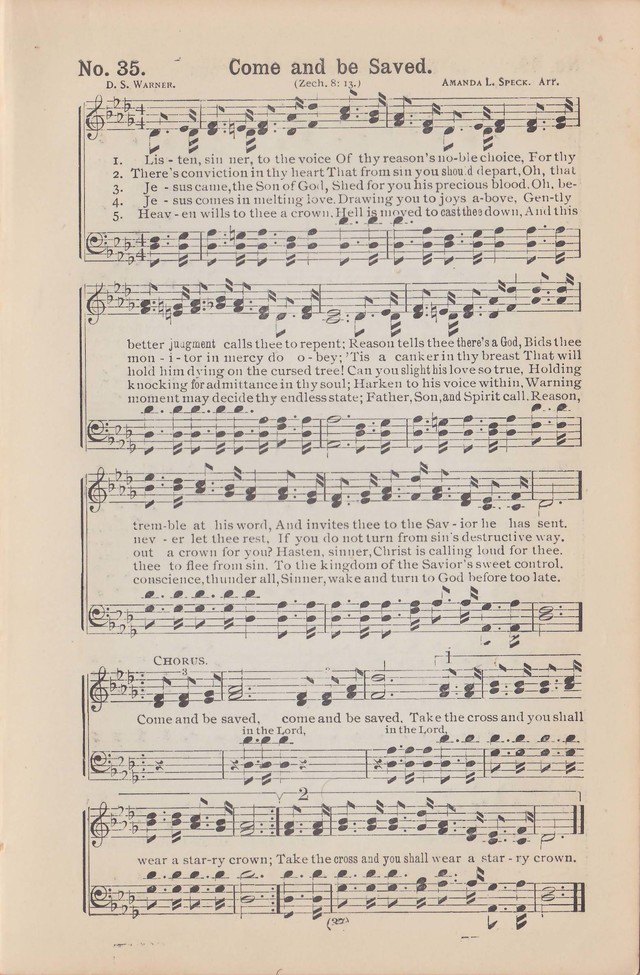 Salvation Echoes: a new collection of spiritual songs; hymning the tidings of full salvation page 37