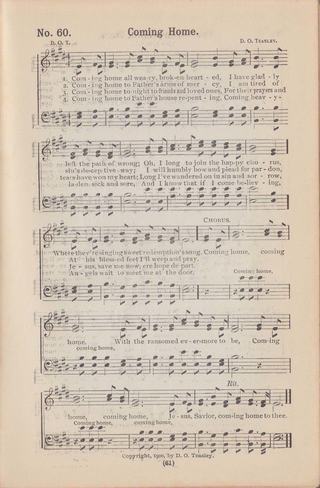 Salvation Echoes: a new collection of spiritual songs; hymning the tidings of full salvation page 61